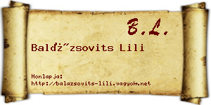 Balázsovits Lili névjegykártya